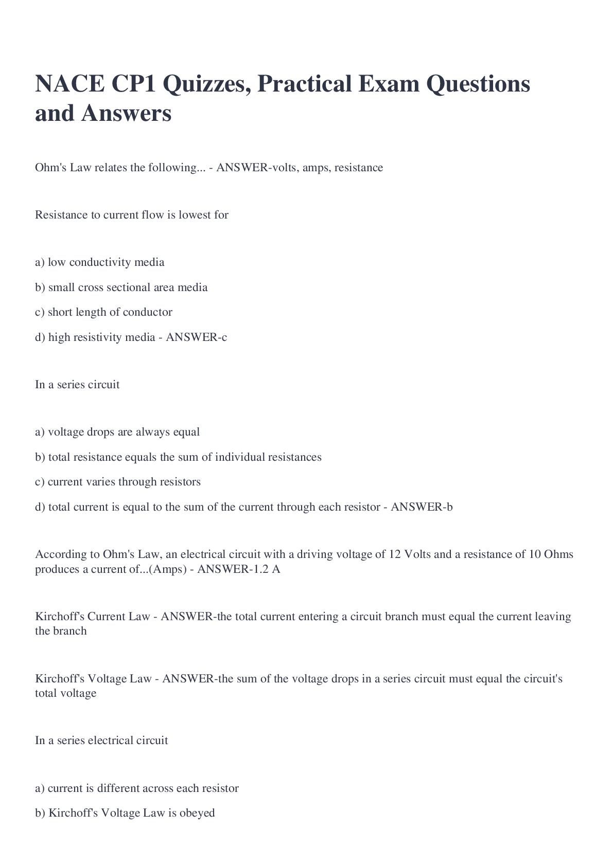 Preview image for NACE CP1 Quizzes, Practical Exam Questions and Answers